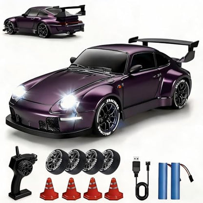 1:24 Scale RC Drift Car with LED Lights, 25km/h 4WD High Speed, Dual Batteries 50+ Min Play, 2.4GHz Remote Control, Multi-Surface Drift Tires, Racing Toy Vehicle for Adults Boys Girls, Royal Enforcer - color: 1:24 Royal Enforcer