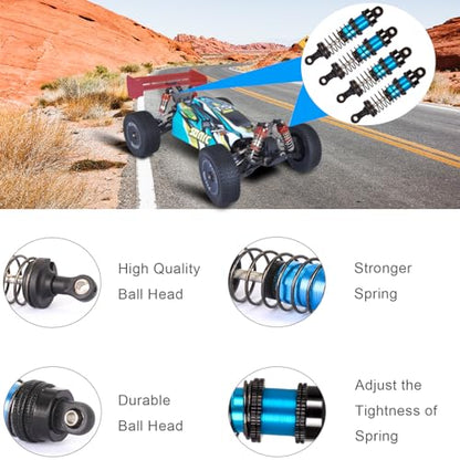 Oiled 4Pcs 72mm Aluminum Oil Shock Set for 1/12 1/14 1/16 RC Cars - Front/Rear Upgrade Compatible with WLtoys 144001, 124019, MJX 16208, HBX - color: Bz-black-blue-81mm