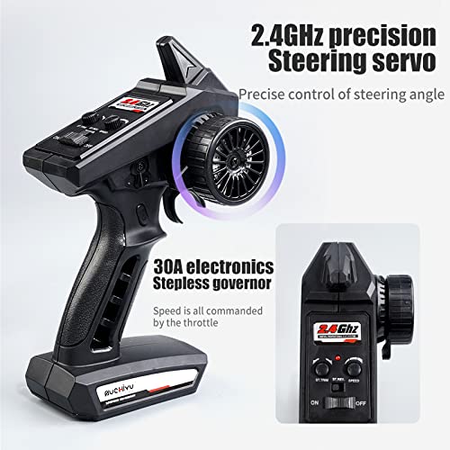 X-Verse 16101 1/16 Fast RC Cars for Adults, Max 38 mph Carbon Brush Motor Remote Control Car All Terrain RC Truggy Waterproof Off Road Truck - 3 Battery(Purple)