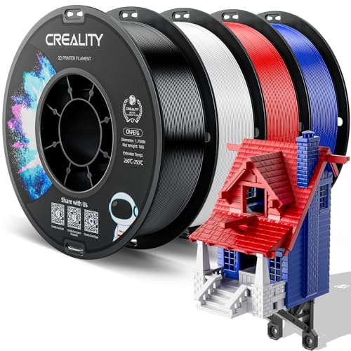 Official CREALITY PETG 3D Printer Filament 1.75mm 4KG | High Precision Strong Toughness, Odorless Better Flow Moistureproof 3D Printing Ender Filament - color: Petg-4kg -Black&white&red&blue, size: 1.75 mm