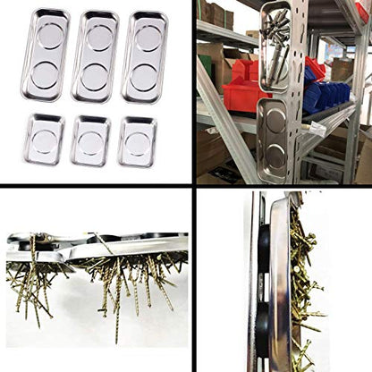 6-Piece Magnetic Tray Set (3.6" x 2.4" / 5.9" x 2.5" Square), Magnet Tool Trays Parts Holder, Best Gift for Men, Women, DIY Handyman, Woodworker, Father