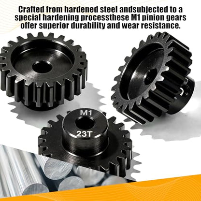 M1 Gear 23T 5mm Bore 3-Pack – High-Precision Hardened Steel Motor Pinion Gear for 1/8 1/10 RC Crawler, Monster Truck, Short Course Truck & Boat (Compatible with Traxxas Axial, FMS, HSP Redcat Losi) - style: M1 3Pcs 23T