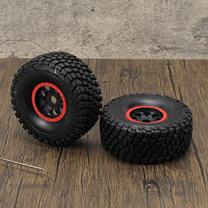 RCAWD RC Wheel Rims and Tires for 1/7 UDR Unlimited Desert Racer 85086-4 Upgrades & 1/7 ARRMA Mojave 6S Parts, Glued Nylon Wheels and Tires #8474 Red - color: Red