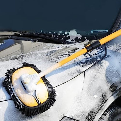57'' Car Wash Brush with Long Handle Chenille Microfiber Car Wash Kit， Mitt Retractable Bent Pole Car Wash Brush for Cars RV Truck Boat (Ginger) - color: Ginger