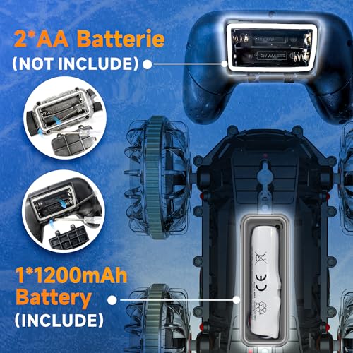 BEZGAR Monster Truck Toys - Dinosaur Toys with Light,Hand Gesture Sensing RC Cars for Water & Land with Water Gun, Monster Truck with 360° Spins and Drifting, Remote Control Car for Boys
