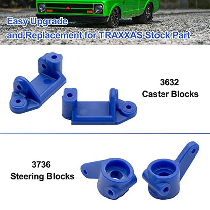 OGRC Plastic Caster Block & Steering Block and Carriers for Slash 2WD | L&R Wheel Steering Kit for 1/10 Traxxas Slash Stampede Rustler 2WD #3632 #3736 #3752 - color: Blue