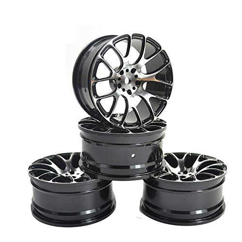 Aluminum Alloy Wheel Rims for 1:10 RC Drift On-Road Racing Car Touring Upgrade Parts (Black)