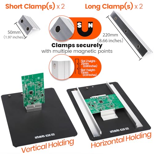 628 III Professional PCB Holder Heavy & Solid 1.7kg with Hot Air Rework Bracket Helping Hands for Clamp Holding Circuit Board and SMD Reflow Soldering