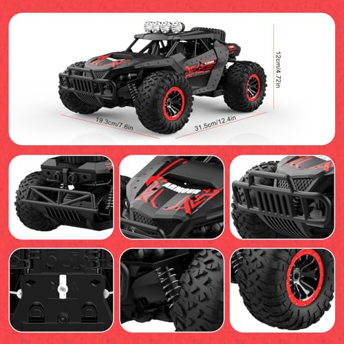 Remote Control Car 2.4GHz High Speed 25 km/h Off-Road RC Car 1:16 Two Rechargeable Batteries & 70+ Min Playtime Remote Control Monster Truck Gift for Kids and Adults | Off-Road RC Car 1:16 Two Rechargeable Batteries & 70+ Min Playtime RC Monster Truck Gif