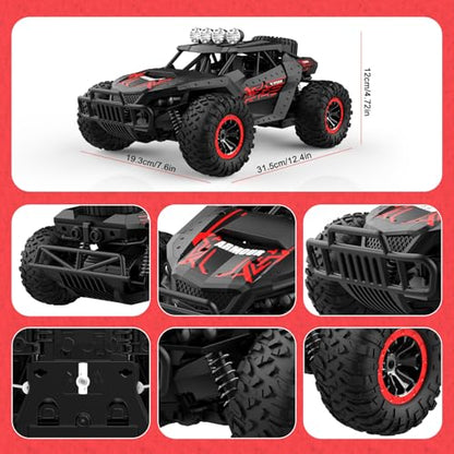 Remote Control Car 2.4GHz High Speed 25 km/h Off-Road RC Car 1:16 Two Rechargeable Batteries & 70+ Min Playtime Remote Control Monster Truck Gift for Kids and Adults | Off-Road RC Car 1:16 Two Rechargeable Batteries & 70+ Min Playtime RC Monster Truck Gif