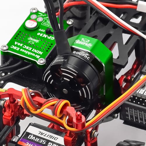 GOUPRC Upgarde 30A Brushless Esc & 2204 2400KV Brushless Outrunner Motor with Transmission and Replacement Gears Combo Kit for SCX24 RC Crawler Axial 1/24 RC Car Truck - color: Green