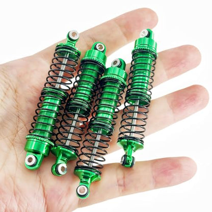Aluminum Front & Rear Shock Absorber Set for 1/18 RC Cars, Threaded Oil Shocks Suspension Upgrade, 4-Pack (Red/Green) (Green) - color: Green