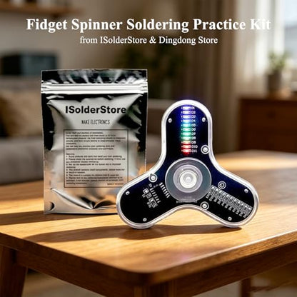 ISolderStore Soldering Practice Kit 3 Leaves Fidget Spinner Soldering Project Electronics Kit LED Flashing Light DIY Electronic Board, STEM Soldering Project for Hobbyists, Engineers, and Students