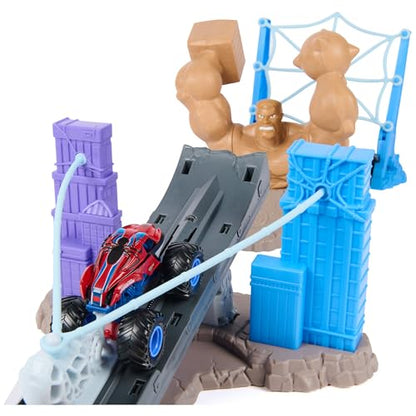 Monster Jam Marvel Spider-Man, Sandman City Battle Monster Truck Playset | Exclusive 1:64 Spider-Man, Rotating Sandman Obstacle, Sling-Powered Launcher, Pretend Play Gifts for Kids Ages 3+ - style: Spiderman City Playset