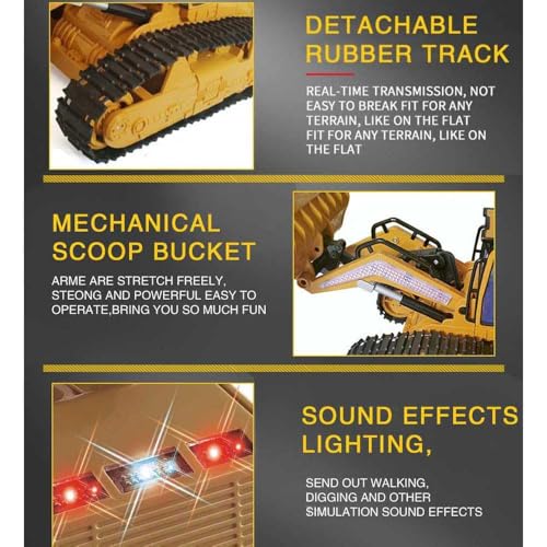 RC Skid Steer Loader Construction Truck 1/14 Remote Control Bulldozer Crawler with Lights 9 Channel RC Front Loader 360° Rotation 2.4G Full Function Engineering Vehicle Excavator Toys