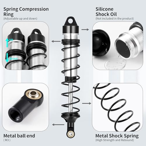 RC Car Shock Absorbers, Front And Rear Shocks Set Adjustable Shocks Compatible with 1/8 Arrma Typhoon 6S Redcat FS/ZD Racing Buggy Truggy Replacement Parts (Rear) - style: Rear