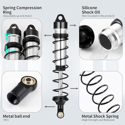 RC Car Shock Absorbers, Front And Rear Shocks Set Adjustable Shocks Compatible with 1/8 Arrma Typhoon 6S Redcat FS/ZD Racing Buggy Truggy Replacement Parts (Rear) - style: Rear