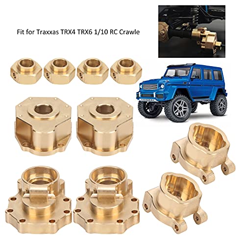 RC Outer Portal Drive Housing, Brass Drive Axle Mount Set High Torque Steering Knuckle Front Rear Portal Axle Counterweight Set for 1/10 RC Crawler