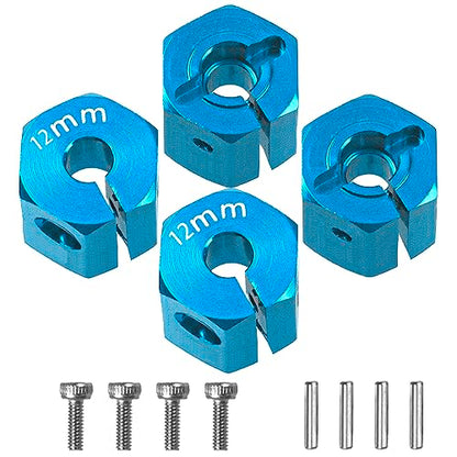 Aluminum Alloy 12mm Wheel Hex Hub Drive Adapters with Pins Screws Compatible with Axial SCX10 HSP HPI Tamiya Redcat 1/10 RC Crawler Car (12mm, Blue) - color: Blue, size: 12mm
