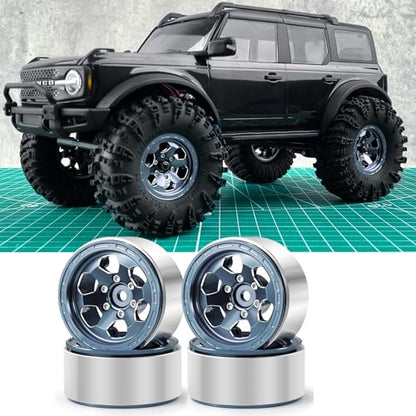 RCLIONS 1.3inch Aluminium Beadlock Wheel Hub Rims for TRX4M 1/18 SCX24 1/24 RC Crawler Car Upgrade Parts (Titanium) - color: Titanium