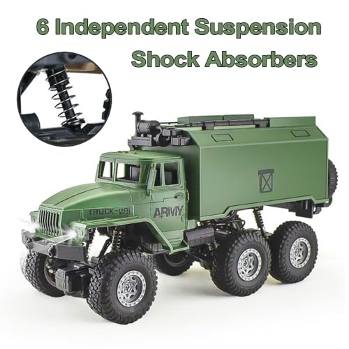 KNACKTOYZ RC Military Truck for Boys 4-7, 1:16 Remote Control 4WD Off-Road Crawler, Army Cars Toys with 2 Rechargeable Batteries, All Terrain Toy Vehicle with Lights, Birthday for Kids