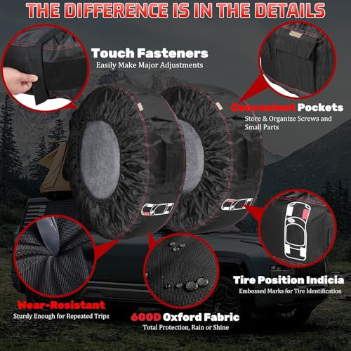 4-Pack Portable Tire Storage Bags for 21–32 Inch Wheels | Handle for Easy Transportation, Seasonal Tire Change, Universal Spare Tire Covers, Winter / All Season Wheels