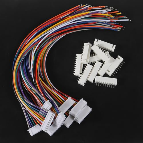90Pairs JST-XH Connector Kit, XH 2.54mm 2/3/4/5/6/7/8/9/10 Pin Header Male and Female Connectors Plug Adapter with Flat Wire Cable 200mm 26AWG Compatible with JST XH (2/3/4/5/6/7/8/9/10P Set) - color: 2/3/4/5/6/7/8/9/10P Set