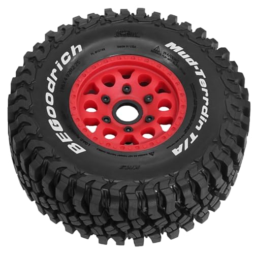 1/8 1/10 RC Short Course Truck Tires 4.96" OD Monster Truck Tires 12/14/17mm Hex Fit for 1:8 Off Road Truck Car Traxxas Slash 2WD 4×4 Rc4wd Arrma Mojave4S Senton Axial Losi Redcat (red) - color: Red