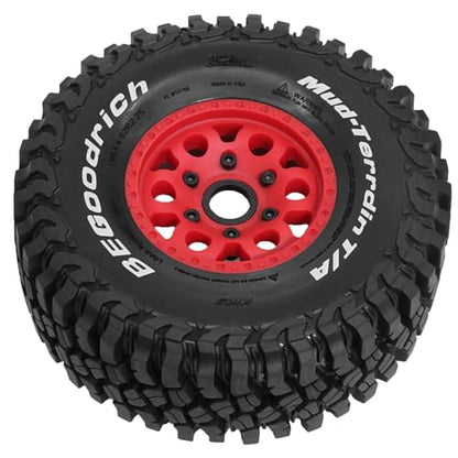 1/8 1/10 RC Short Course Truck Tires 4.96" OD Monster Truck Tires 12/14/17mm Hex Fit for 1:8 Off Road Truck Car Traxxas Slash 2WD 4×4 Rc4wd Arrma Mojave4S Senton Axial Losi Redcat (red) - color: Red