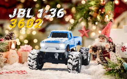 JABAILE 3602 1/36 4WD 2.4G Radio Controlled Off Road Vehicles Mini Crawler Car Lipo Battery Lights RTR RC Toys Model Gift Hobby Model - color: 3602-blue
