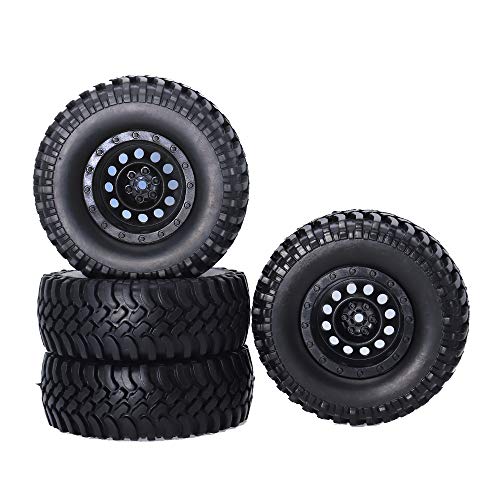 REhobby 4PCS 1/10 Scale OD 100MM 1.9inch Wheel Tires 12mm Hex Plastic Hub for 1:10 Tamiya CC01 D90 D110 SCX10 Rock Crawler Car