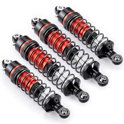 4PCS Full Aluminum RC Car Oil Shock Absorber Front & Rear Shock Absorber Damper Assembled Set Compatible with 1/10 Team Associated RB10 RC Off Road Car Upgrades (Black) - color: Black