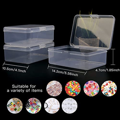 Clear Plastic Mini Storage Containers Box - Empty Plastic Bead Containers with Lids - Hinged Lid for Beads, Earplugs, Pins, Small Items - 12 Pack (5.6 x 4.1 x 1.9 inch) - size: 5.6 x 4.1 x 1.9 inch