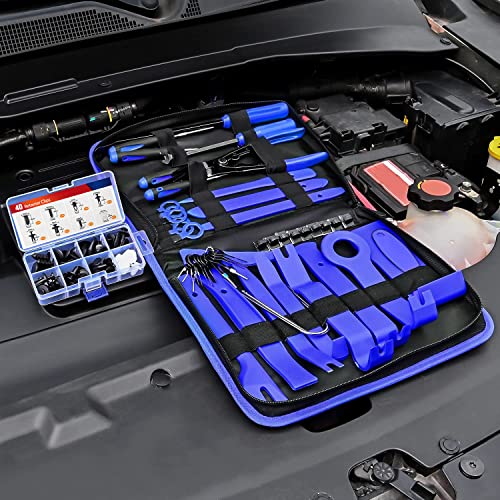 Nilight Trim Removal Tool 88Pcs, Auto Push Pin Bumper Retainer Clip Set | Fastener Terminal Remover Tool Adhesive Cable Clips Kit Car Panel Radio Removal Auto Clip Pliers - color: 88 Clips+ Remover Tools Blue