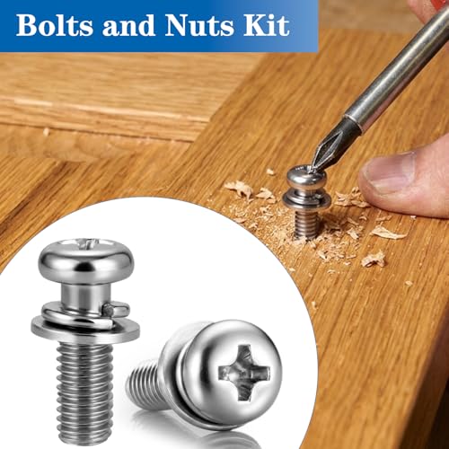 970PCS Machine Screws Assortment Kit Phillips Pan Head 304 SS M2-M5 | Rust-proof M2-M5 metric bolts & nuts for home repair. Fixed washers save time. For DIY, furniture, appliances and outdoors - size: SS M2M2.5M3M4M5 970PCS