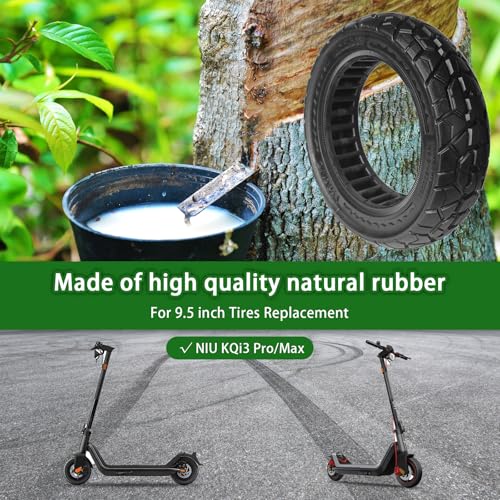 1 Pack 9.5 x 2.50 Off-road Solid Tire, 9.5x2.5-6.1 Tires Replacement | 9.5 inch Scooter Tubeless Solid Tire, for NIU KQi3 Pro/Max/Electric Scooter [Puncture-Proof] [Anti-Skid] [Wear-Resistant] - color: 1 Pack