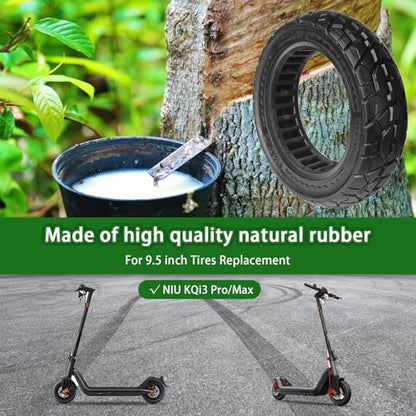 1 Pack 9.5 x 2.50 Off-road Solid Tire, 9.5x2.5-6.1 Tires Replacement | 9.5 inch Scooter Tubeless Solid Tire, for NIU KQi3 Pro/Max/Electric Scooter [Puncture-Proof] [Anti-Skid] [Wear-Resistant] - color: 1 Pack