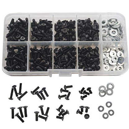 Vgoohobby 340PCS Universal M3 Screw Box Repair Accessories M3 Flat Round Head Screws M3 & M4 Flat Washer Compatible with Redcat HPI HSP Traxxas Tamiya SCX10 RC4WD 1/10 RC Car Truck