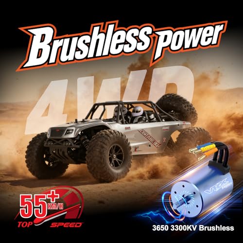 Octane 1/10 Scale 4WD Brushless High-Speed RC Cars for Adults, 55+ KM/H RTR Remote Control Car, Off-Road Electric Sand Buggy for Desert/Rock Crawling - Ready to Run