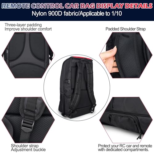  RC Backpack,RC Car Storage Bag,Multi Pockets Duffel Bag Carrying Case for 1/8 & 1/10 RC Car SCX10 Capra Wrangler TRX4 E-REVO VS4 BRX01 TF2 D90 CC01 YK4082 RGT EX8619 (Blue) - color: Blue