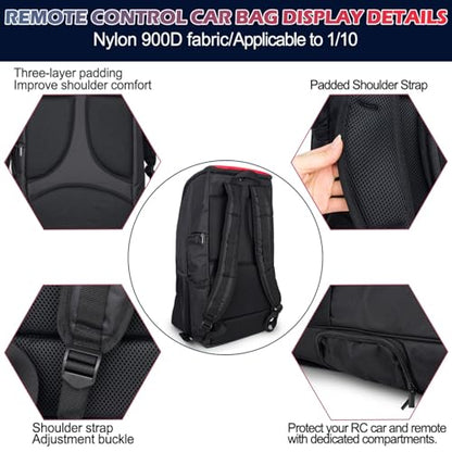  RC Backpack,RC Car Storage Bag,Multi Pockets Duffel Bag Carrying Case for 1/8 & 1/10 RC Car SCX10 Capra Wrangler TRX4 E-REVO VS4 BRX01 TF2 D90 CC01 YK4082 RGT EX8619 (Blue) - color: Blue