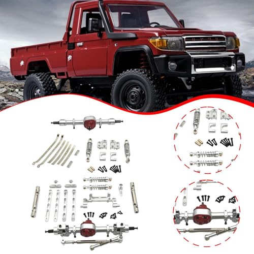 Colaxi Metal RC Car Chassis Upgrade Kit, Front and Rear Assembly for MN82 1:12 Scale RC Crawler - color: Silver