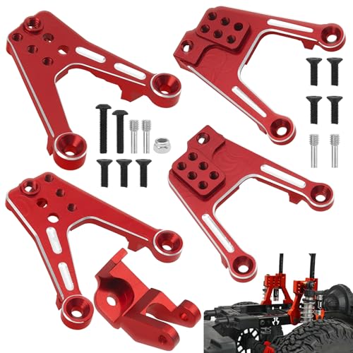 ShareGoo 4PCS Aluminum Front Rear Shock Tower Shock Hoops Bracket Mount Compatible with Axial SCX10 II 90046 90047 1/10 Scale Crawler Upgrade Part (Red) - color: Red