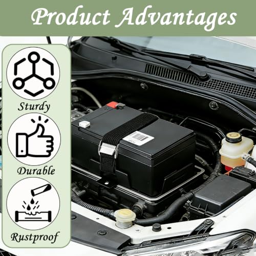 Battery Box for Boat, 2 Pcs Aluminum with Adjustable Strap | Corrosion resistant tray for kayak, motorcycle & ATV; 12V 6AH-15AH/6V 7AH-12AH; predrilled for easy install