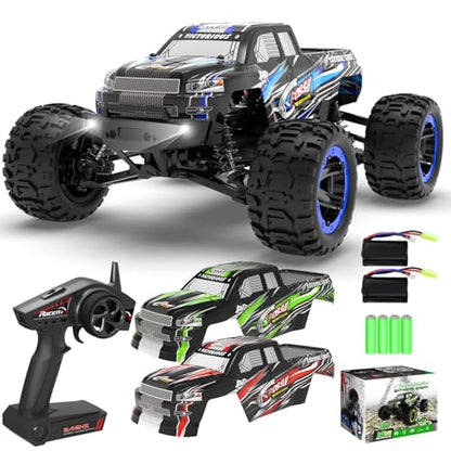 RACENT RC Truck 1:16 4x4 All Terrain RC Car 40KPH High Speed Remote Control Cars for Adults, Off-Road Monster Truck with 2.4Ghz Radio Control,2 Batteries（Blue&Red&Green） - color: Blue&red&green