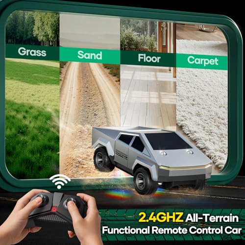 HOMETALL Remote Control Car RC Trucks - 2WD RC Truck Toy RC Cars for All Terrain, 1/24 Scale Pick-up Hobby Monster Truck Toys 2.4GHz Off-Road Vehicles Kids Gifts for Boys/Girls Age 3+, Silver - color: Silver