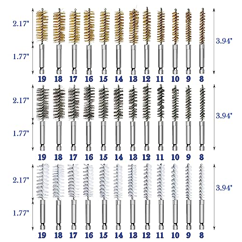 Sutekus Wire Brush Set Bore Cleaning Brush Set with 1/4 Inch Hex Shank Assorted Cleaning Brushes for Power Drill Impact Driver