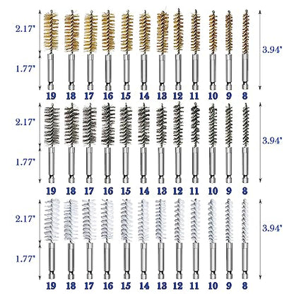 Sutekus Wire Brush Set Bore Cleaning Brush Set with 1/4 Inch Hex Shank Assorted Cleaning Brushes for Power Drill Impact Driver