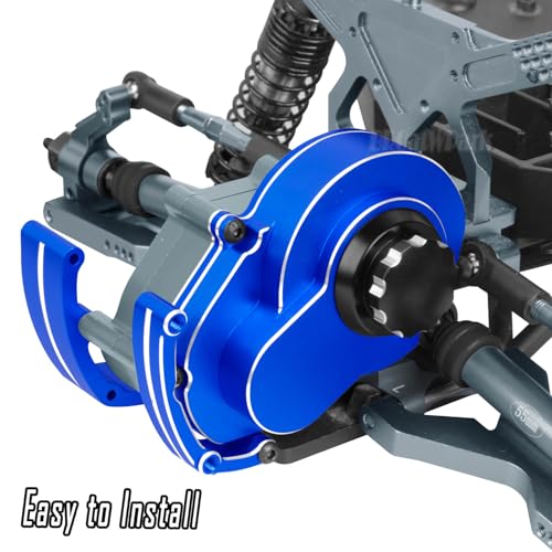 Transmission Case Gearbox w/Spur Gear Upgrades Part for 1/10 Slash/Stampede/Bandit/Rustler 2WD (VXL),RC Aluminum Transmission Gearbox Hops Up,Navy Blue & Titanium - color: Navy Blue - (Gear Gearbox)