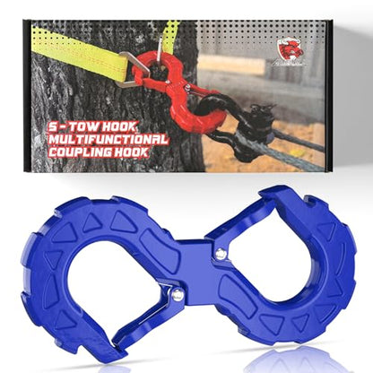3/8 Tow Hook, Winch Hook for Off-Road Recovery, Towing Shackle 33000 Lbs, G80 Heavy Duty Strength Integrated Winch Quick Shackle, Blue - color: Blue